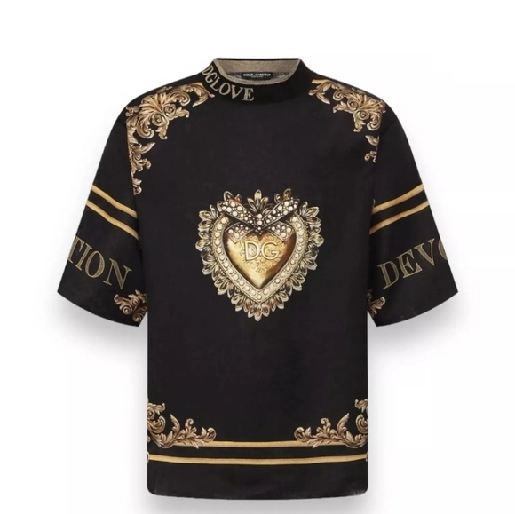 Dolce & Gabbana Devotion Linen T-Shirt size 48